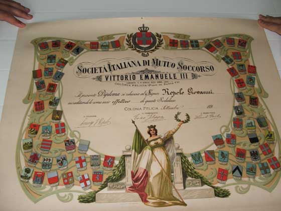 Diploma a Giovanni Ropolo (ao 1921)