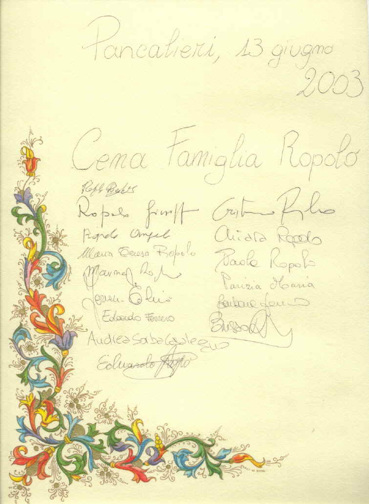 Pergamino de la Cena de Pancalieri (13/Jun/2003)