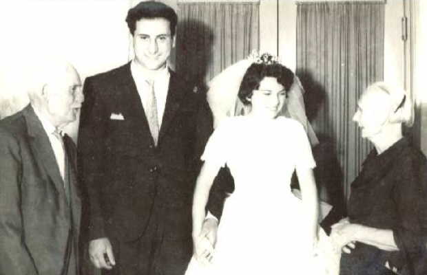 Casamiento de Elba Mara Franza y Americo Pedro Poretti, con los padrinos (ao 1962)