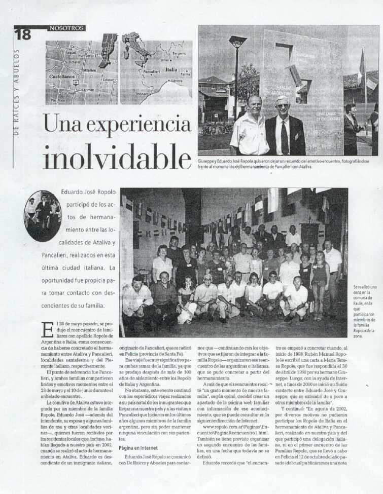 Publicacin del diario el Litoral del 20 de setiembre de 2003
