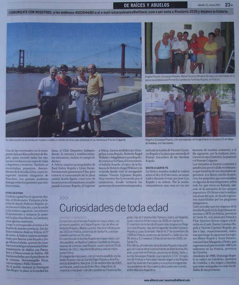 cacin del diario el Litoral del 10 de marzo de 2007